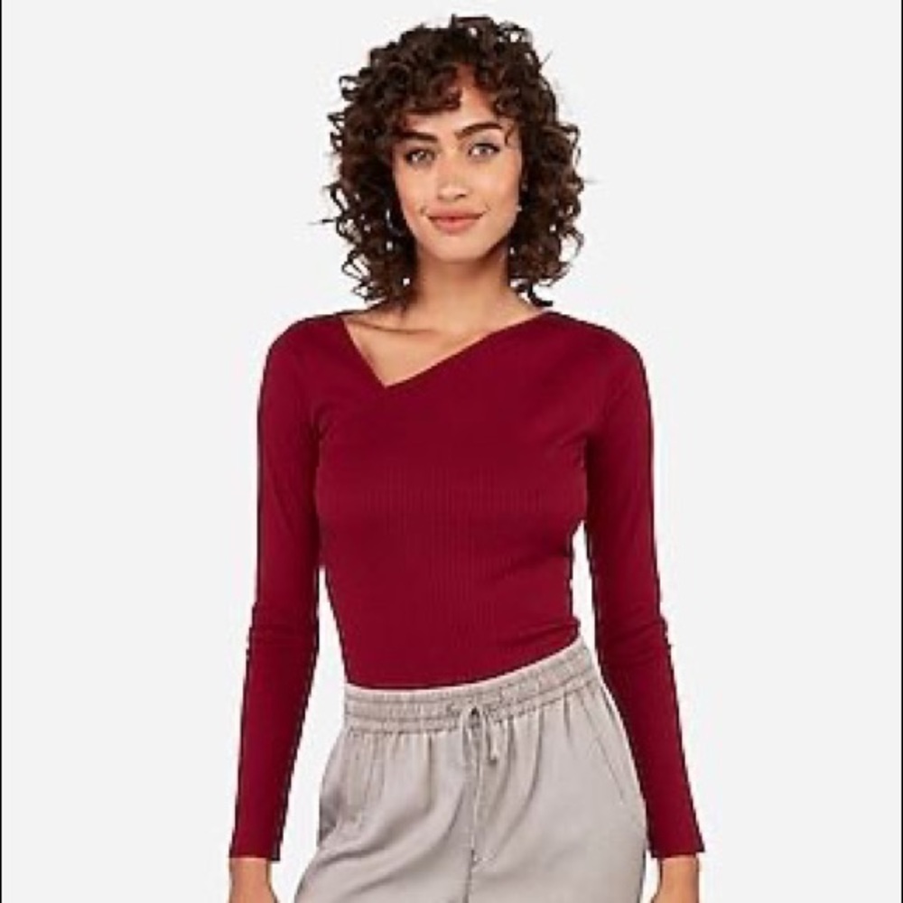 NWT EXPRESS Ribbed Asymmetrical Neck Long Sleeve